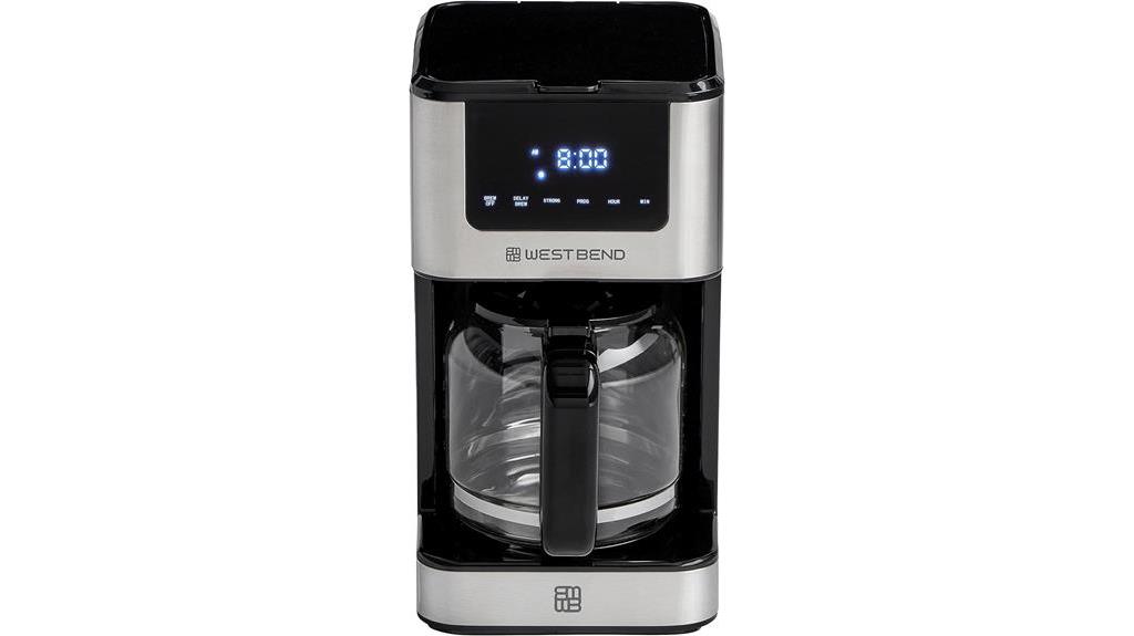 12 cup metallic silver coffee maker