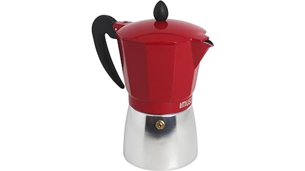 red aluminum espresso maker